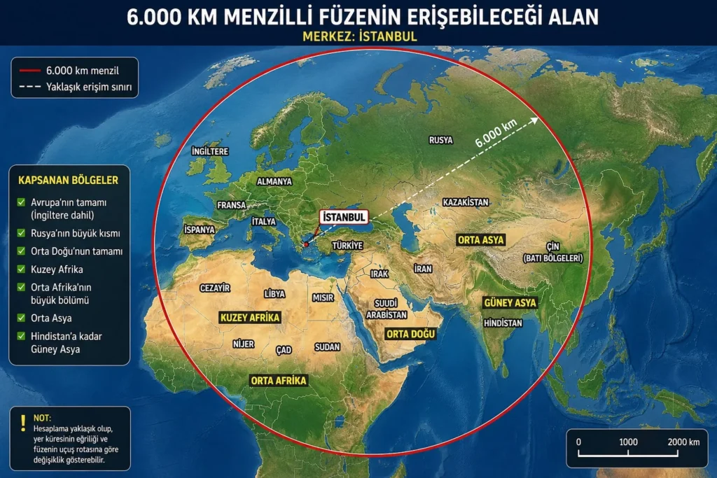 YILDIRIMHAN dünya gündeminde: Türkiye, ilk kıtalararası balistik füzesini tanıttı! 2 Harita yarıçap YILDIRIMHAN